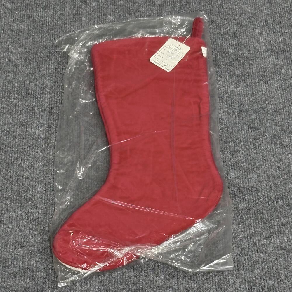 Wool Needlepoint Christmas Stocking 15x22 Santa Claus Face Red Backing Holiday - Picture 2 of 7